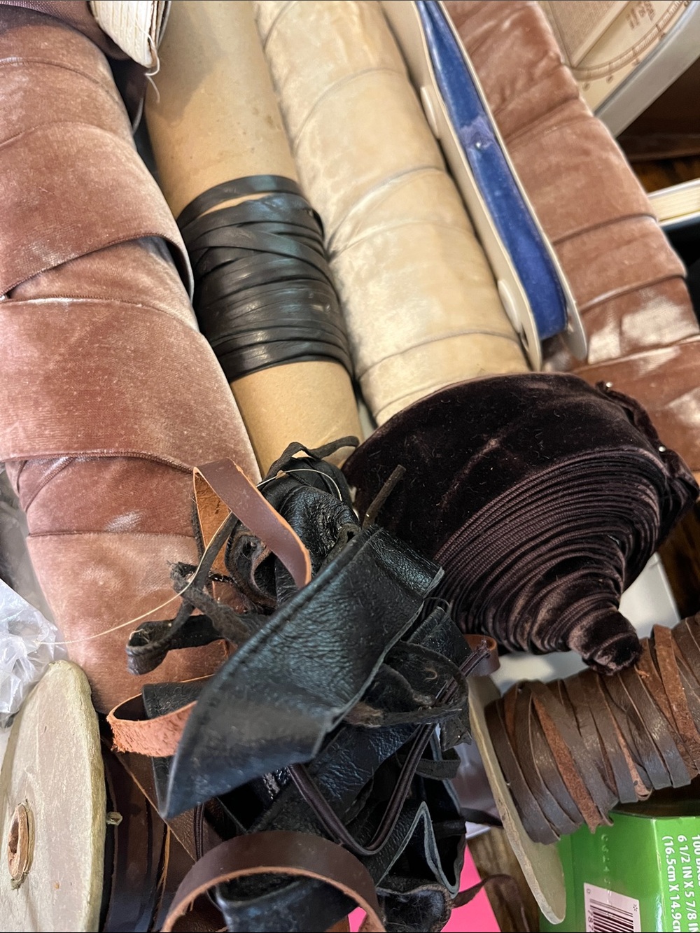 Vintage lot Leather and Velvet Trim Bundle